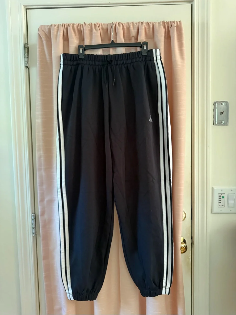 Black Track Pants with White Side Stripes
